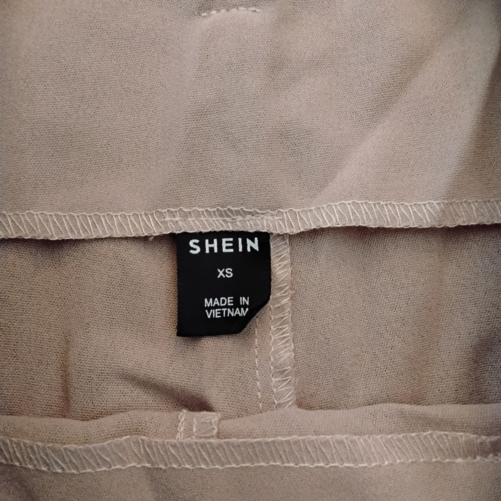 SHEIN Tan Super High‑Waist Wide‑Leg Pants w/Matching Bow Belt – Size XS - Picture 3 of 10